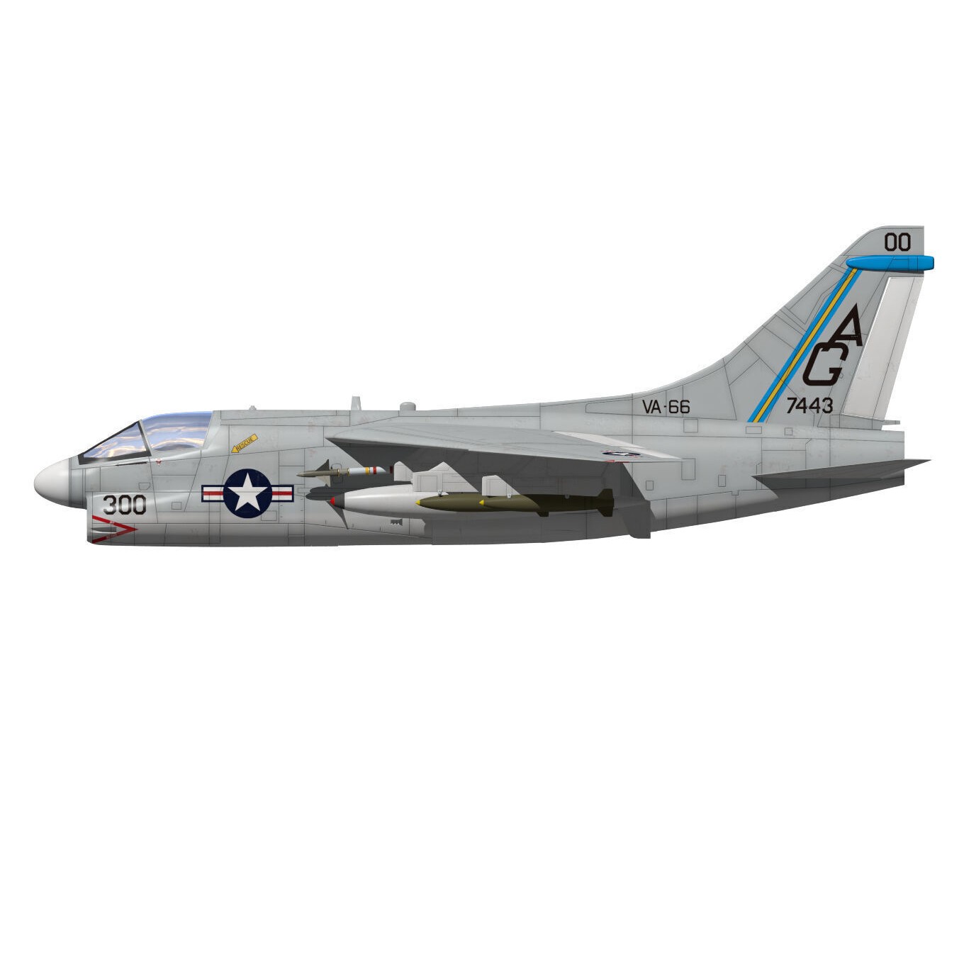A-7 Corsair II - Military Aircraft 3D Model - View 11
