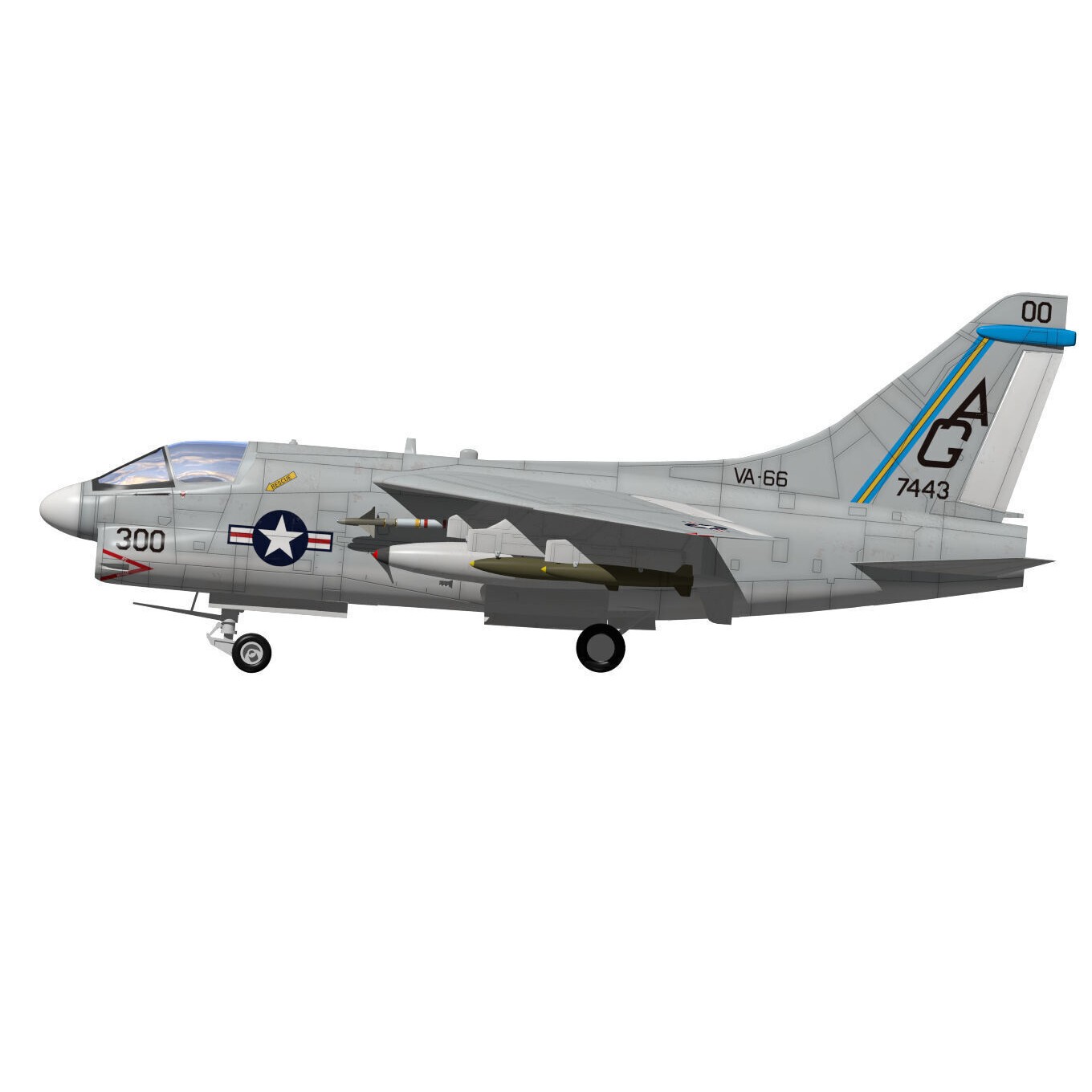 A-7 Corsair II - Military Aircraft 3D Model - View 12