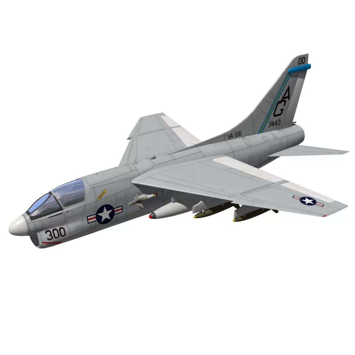 A-7 Corsair II - Military Aircraft 3D Model - View 2