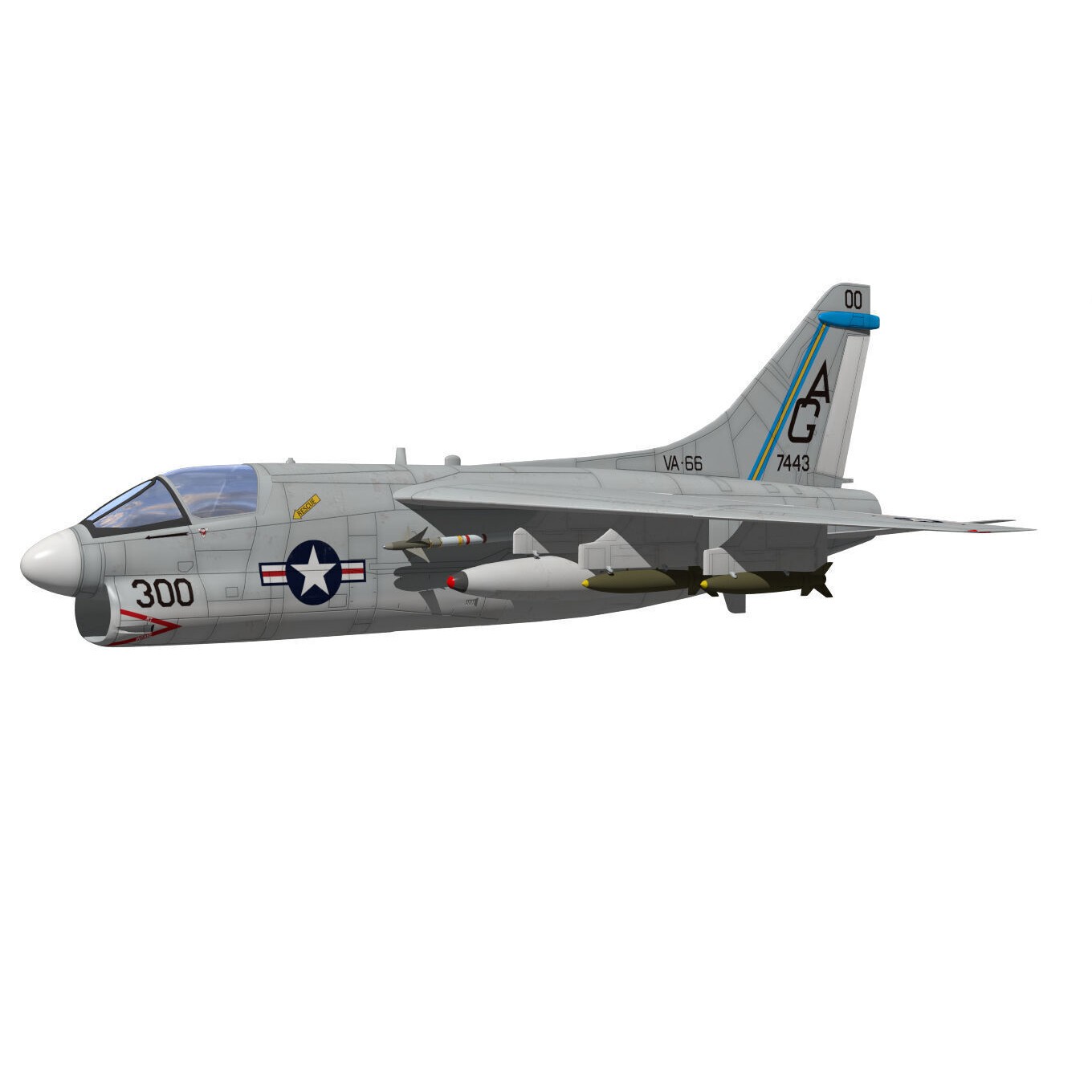 A-7 Corsair II - Military Aircraft 3D Model - View 4