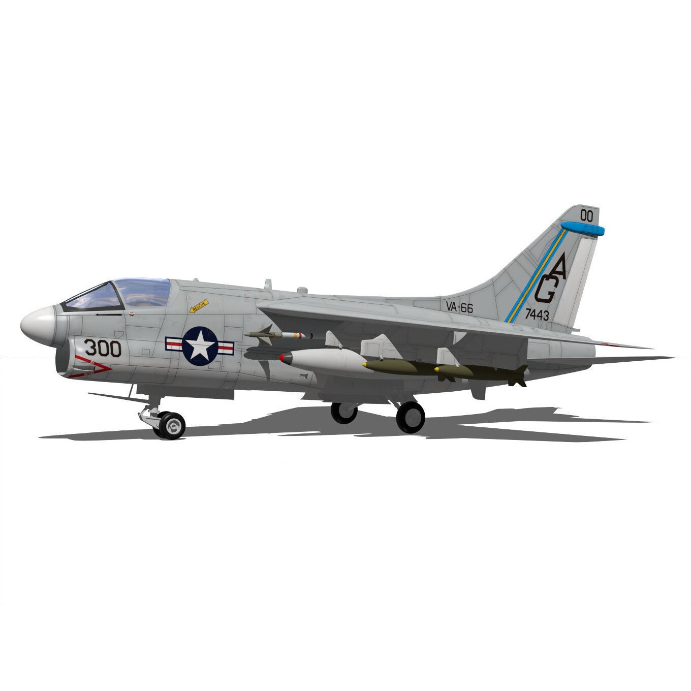 A-7 Corsair II - Military Aircraft 3D Model - View 8