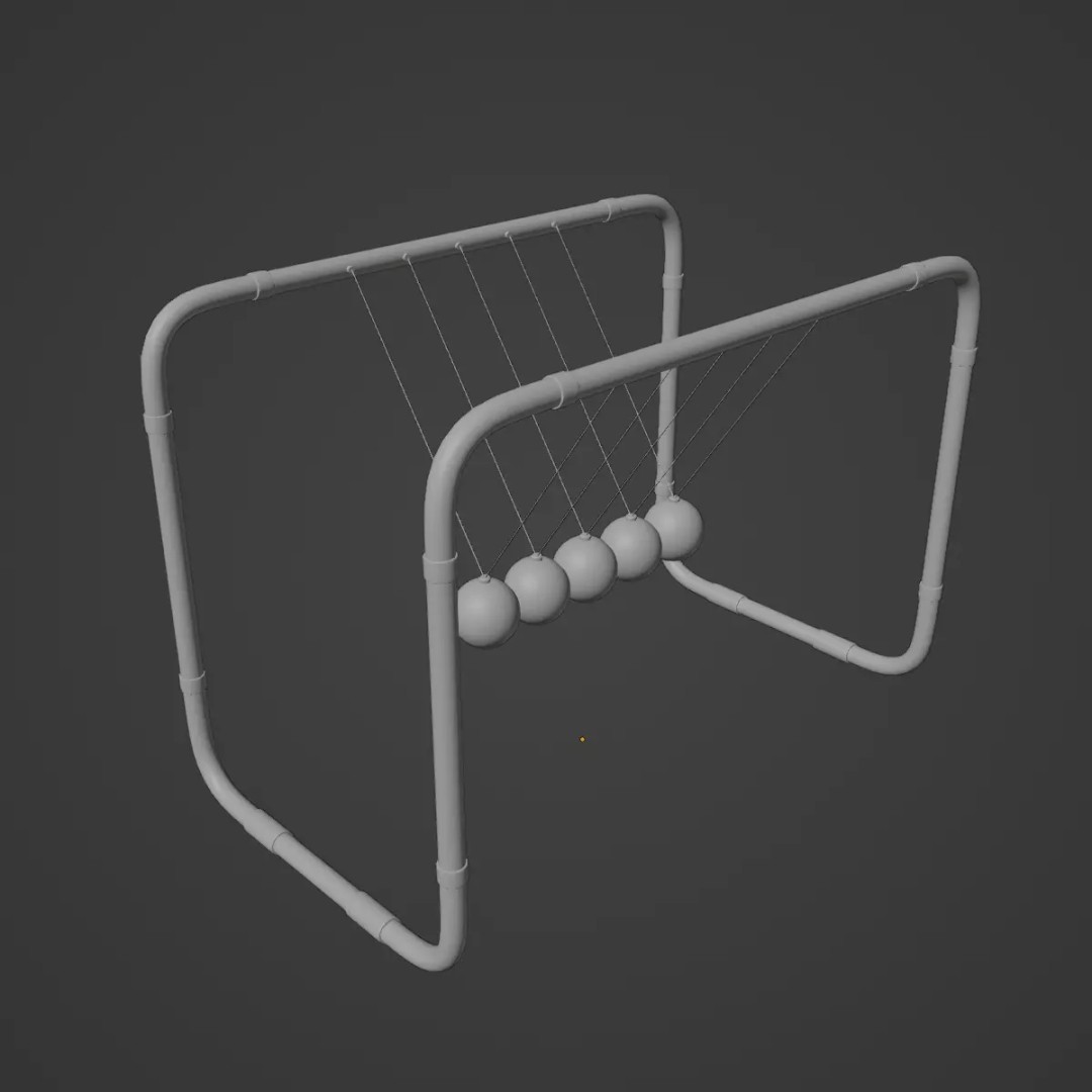 Newton Cradle 3D Model – Low Poly Game-Ready Asset, FBX, OBJ