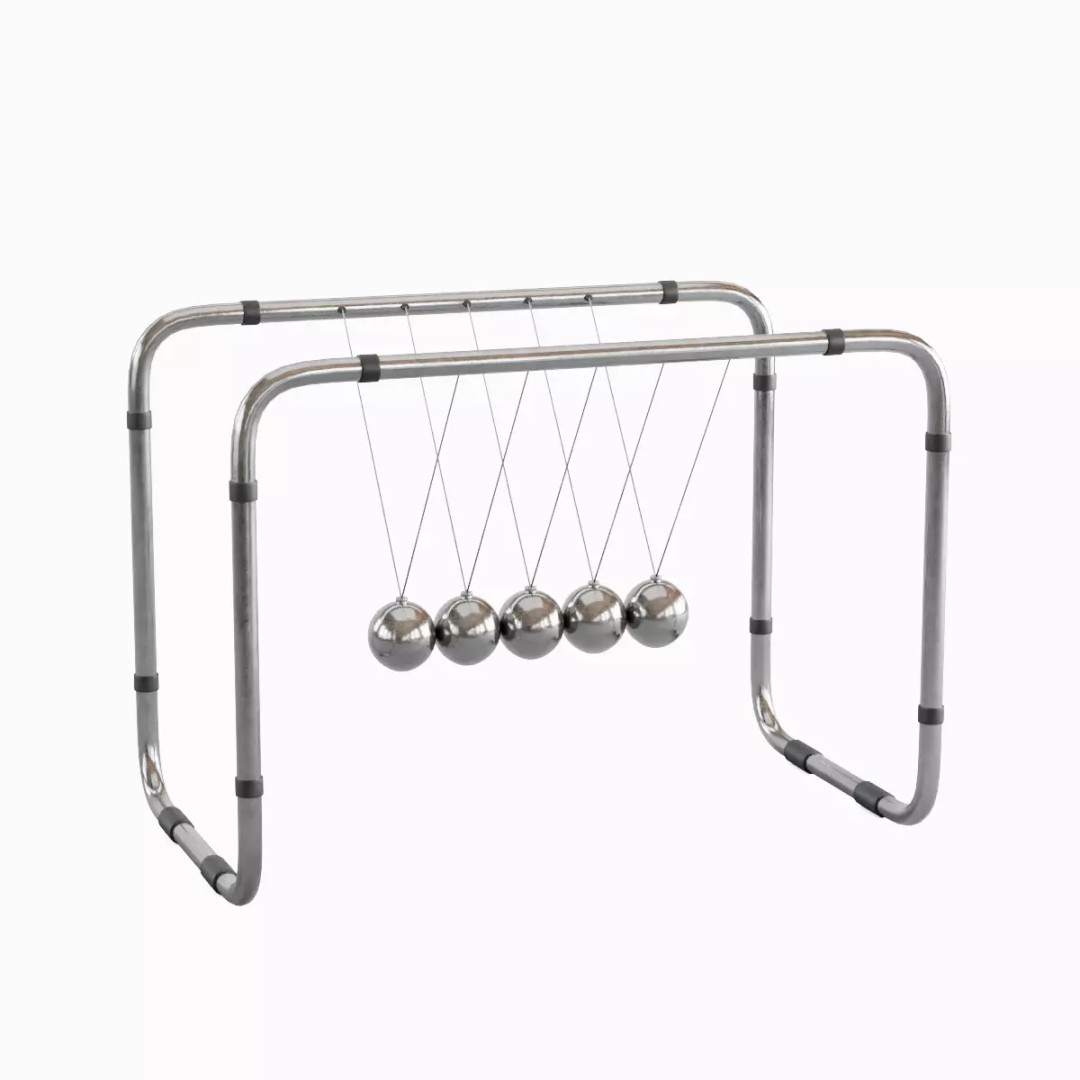 Newton Cradle 3D Model – Low Poly Game-Ready Asset, FBX, OBJ - View 10