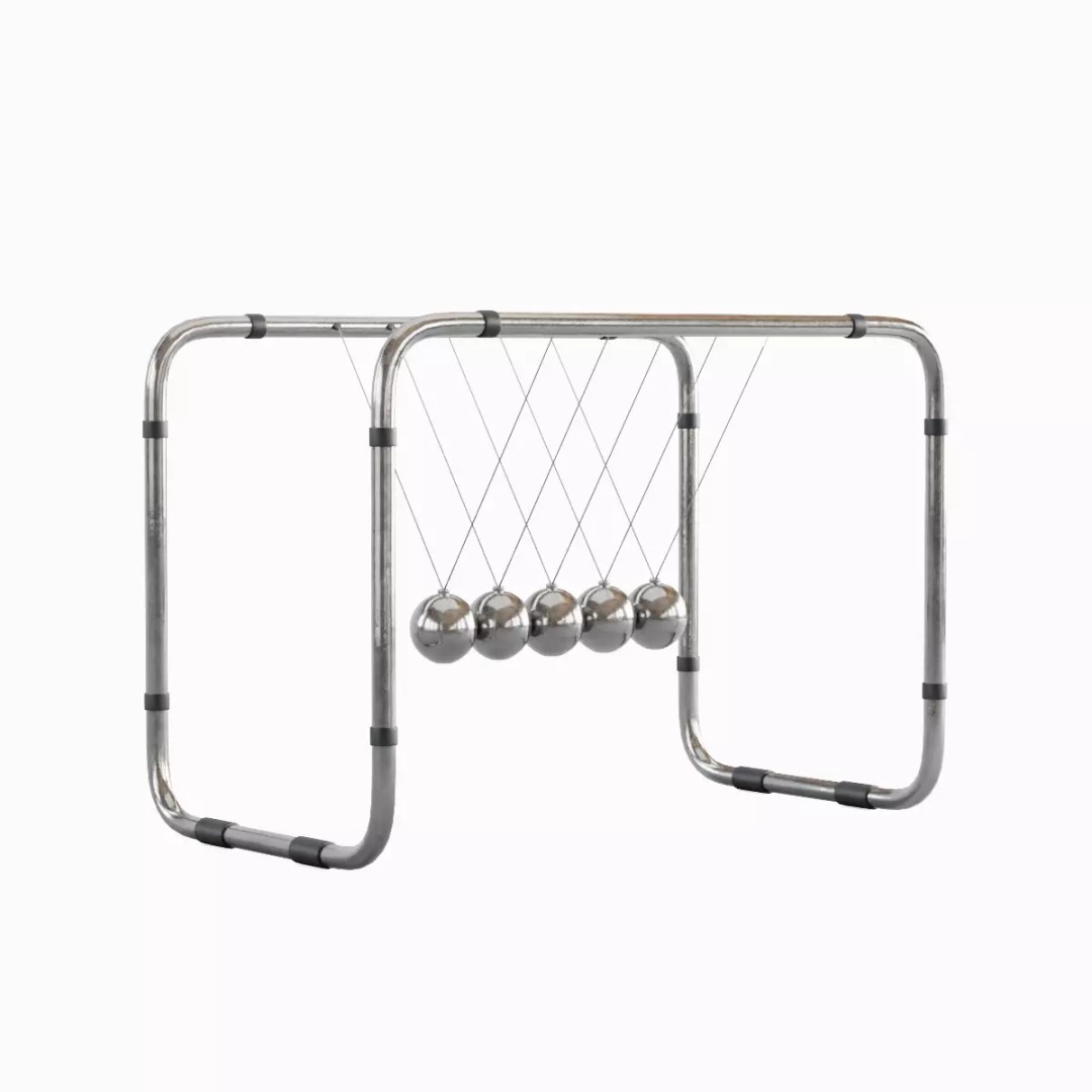 Newton Cradle 3D Model – Low Poly Game-Ready Asset, FBX, OBJ - View 11