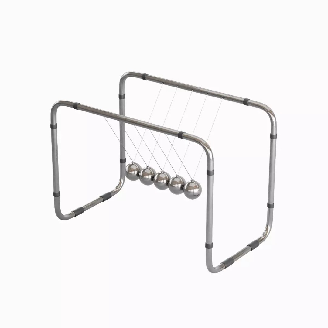 Newton Cradle 3D Model – Low Poly Game-Ready Asset, FBX, OBJ - View 12