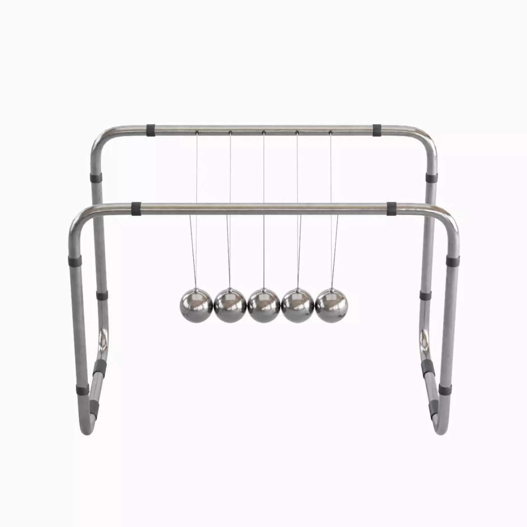 Newton Cradle 3D Model – Low Poly Game-Ready Asset, FBX, OBJ - View 13