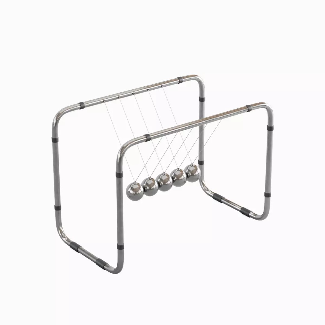 Newton Cradle 3D Model – Low Poly Game-Ready Asset, FBX, OBJ - View 14