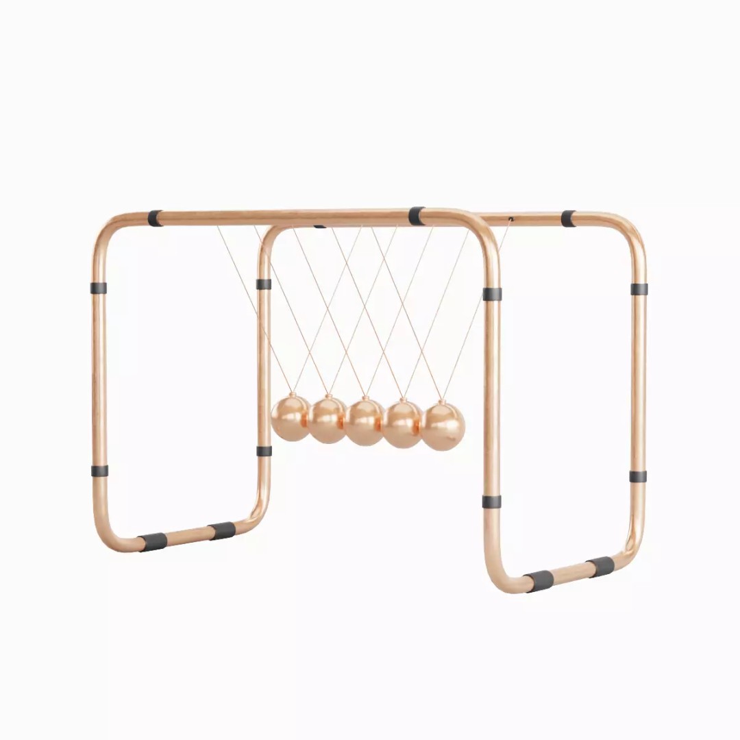 Newton Cradle 3D Model – Low Poly Game-Ready Asset, FBX, OBJ - View 15