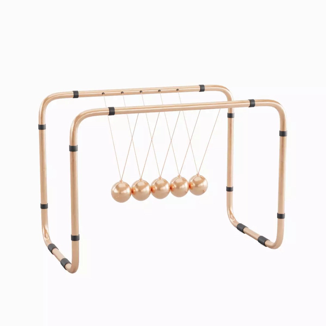 Newton Cradle 3D Model – Low Poly Game-Ready Asset, FBX, OBJ - View 16