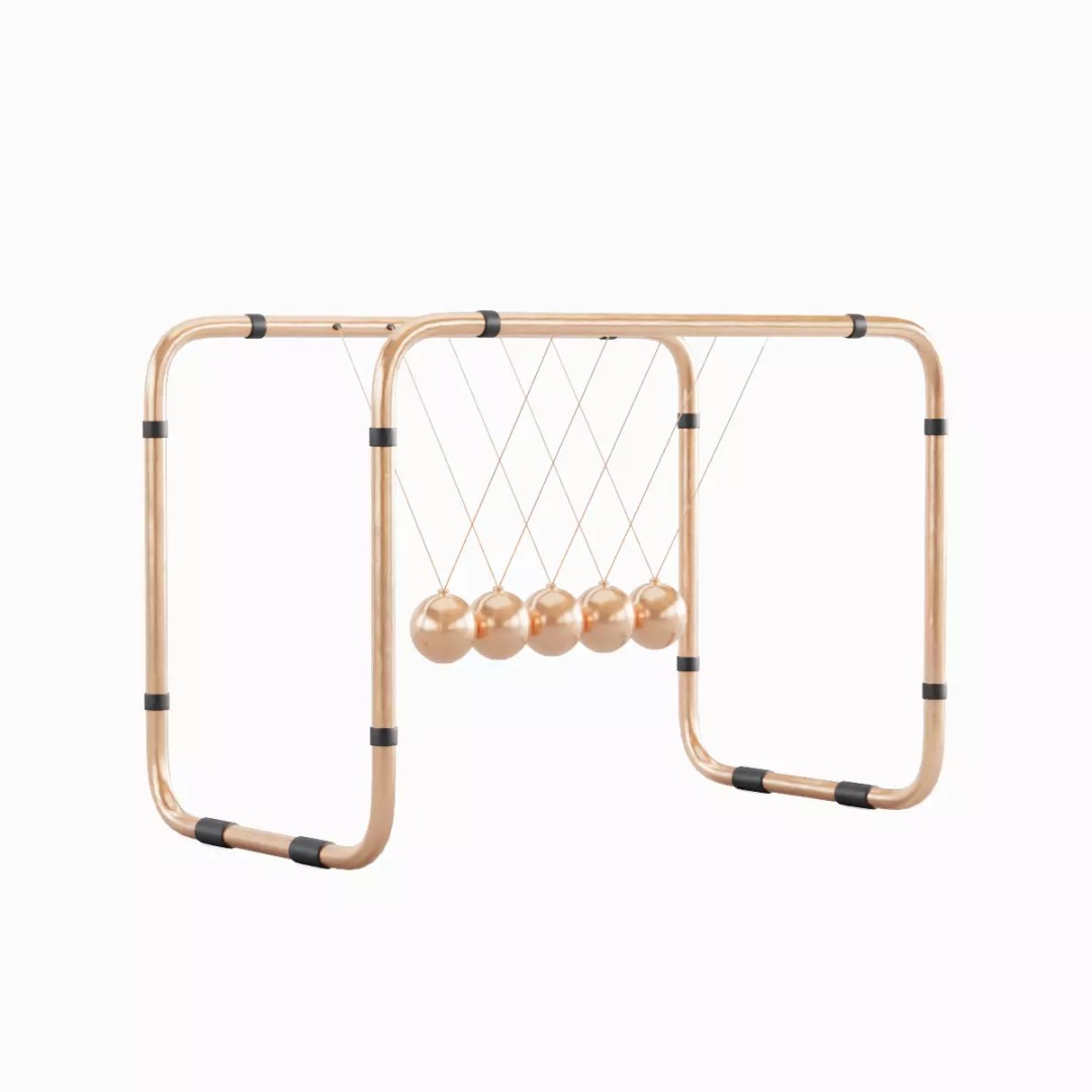 Newton Cradle 3D Model – Low Poly Game-Ready Asset, FBX, OBJ - View 17