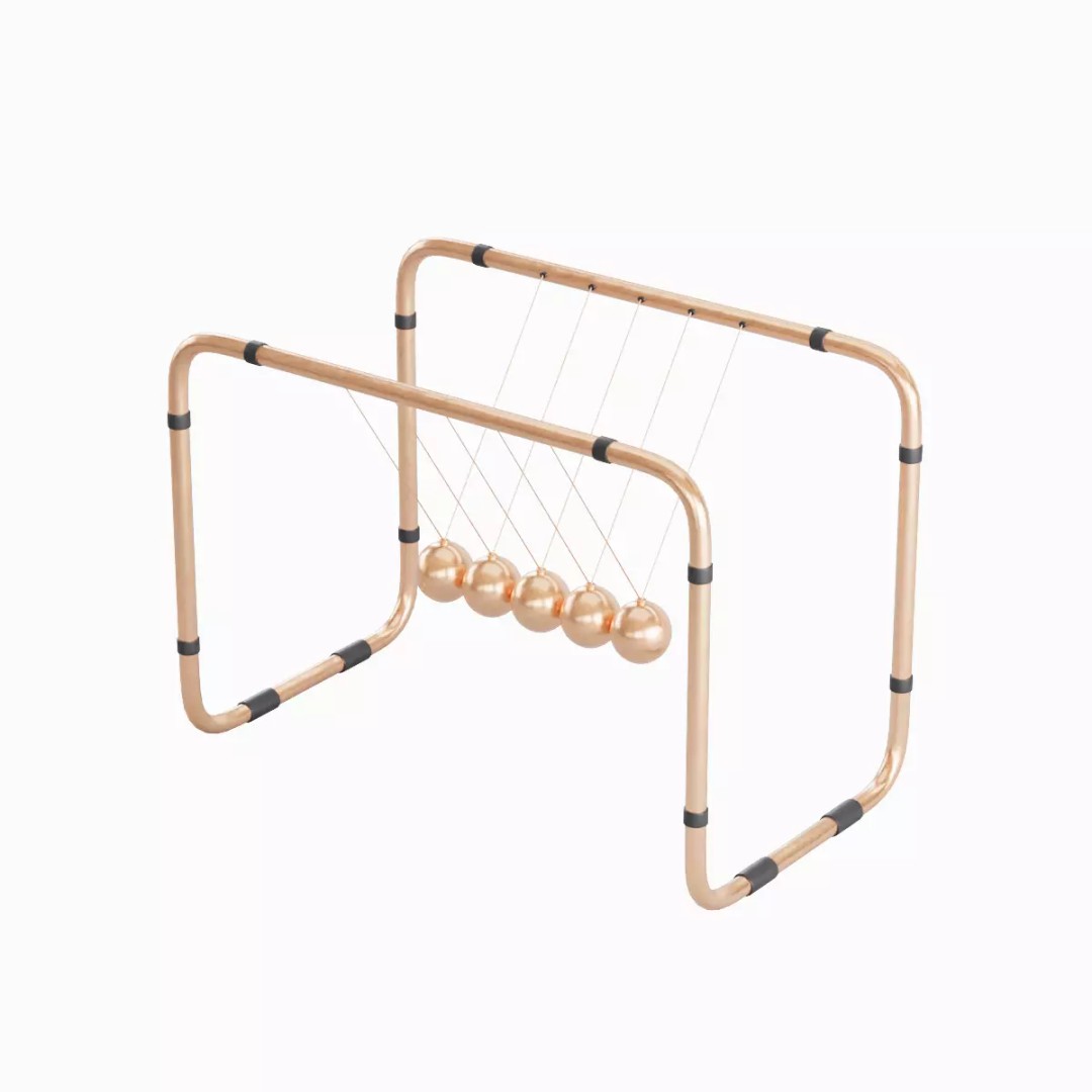Newton Cradle 3D Model – Low Poly Game-Ready Asset, FBX, OBJ - View 18