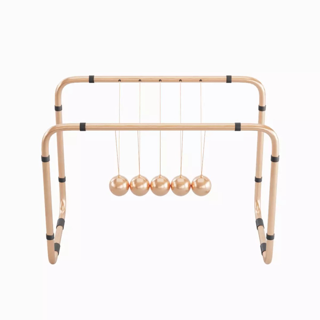 Newton Cradle 3D Model – Low Poly Game-Ready Asset, FBX, OBJ - View 19