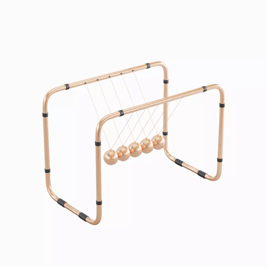 Newton Cradle 3D Model – Low Poly Game-Ready Asset, FBX, OBJ - View 20