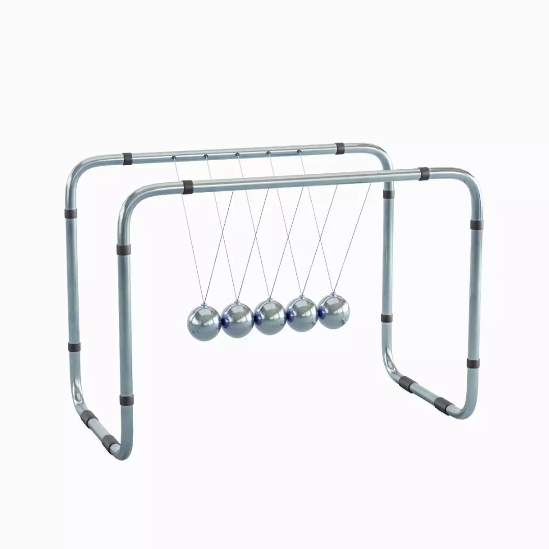 Newton Cradle 3D Model – Low Poly Game-Ready Asset, FBX, OBJ - View 22