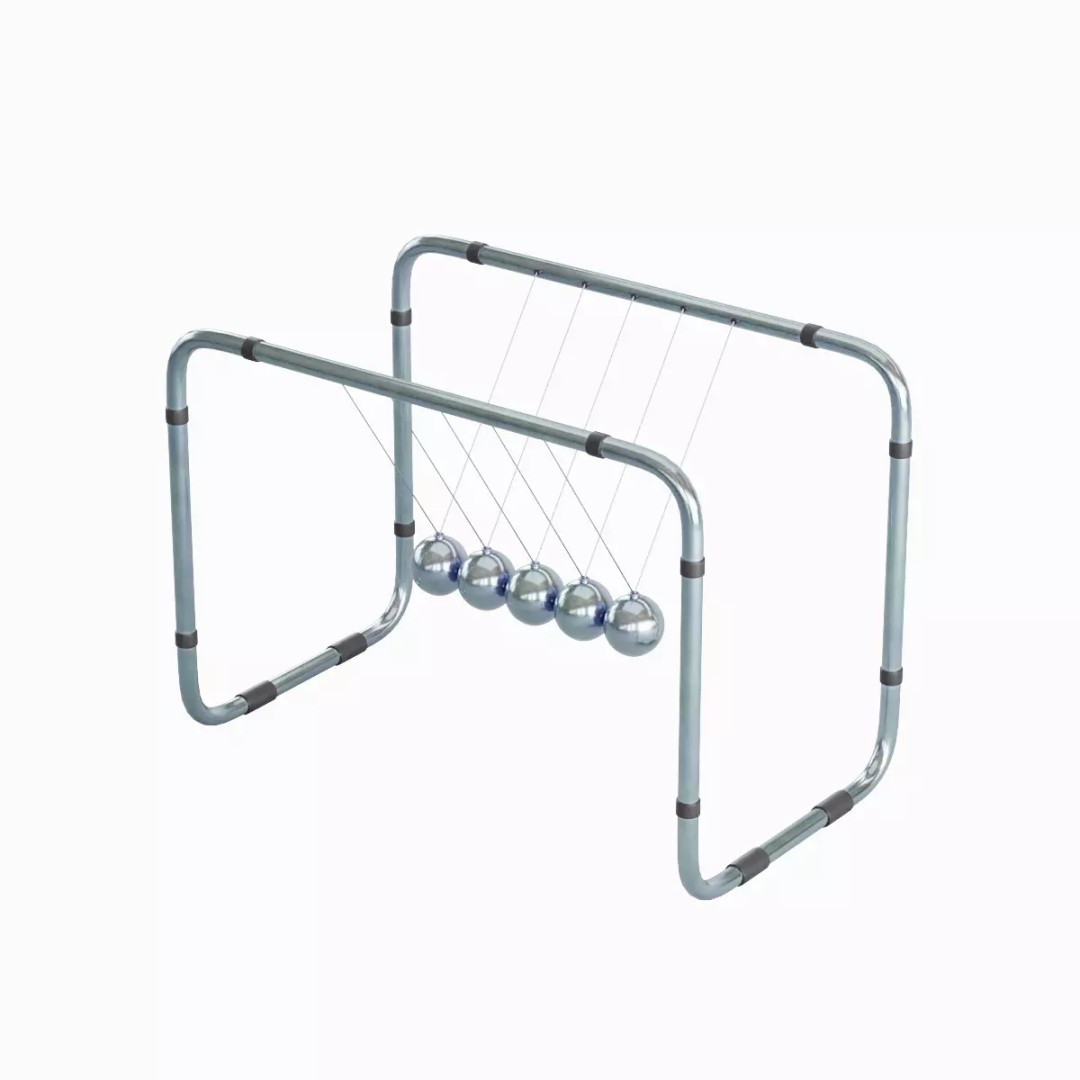 Newton Cradle 3D Model – Low Poly Game-Ready Asset, FBX, OBJ - View 24