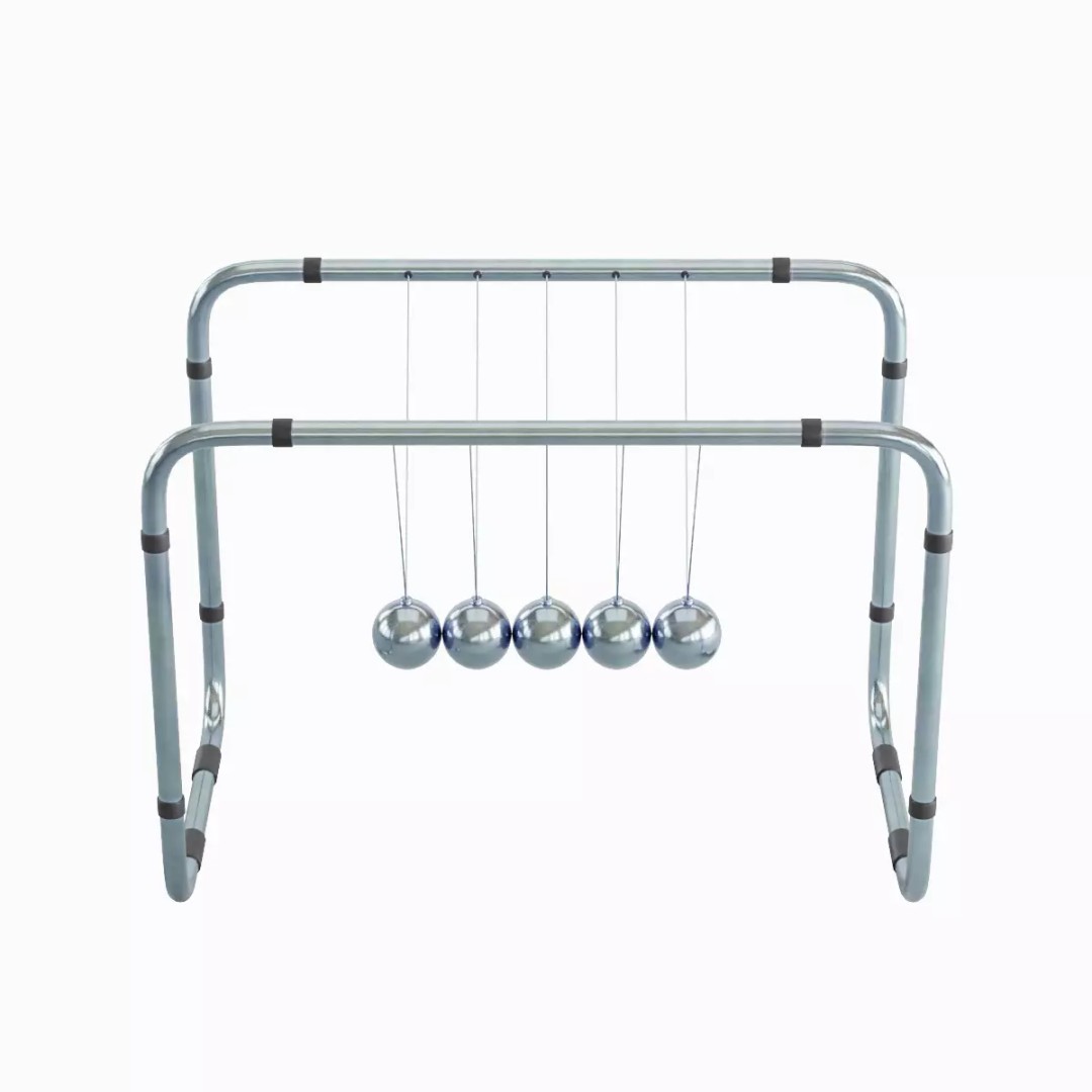Newton Cradle 3D Model – Low Poly Game-Ready Asset, FBX, OBJ - View 25