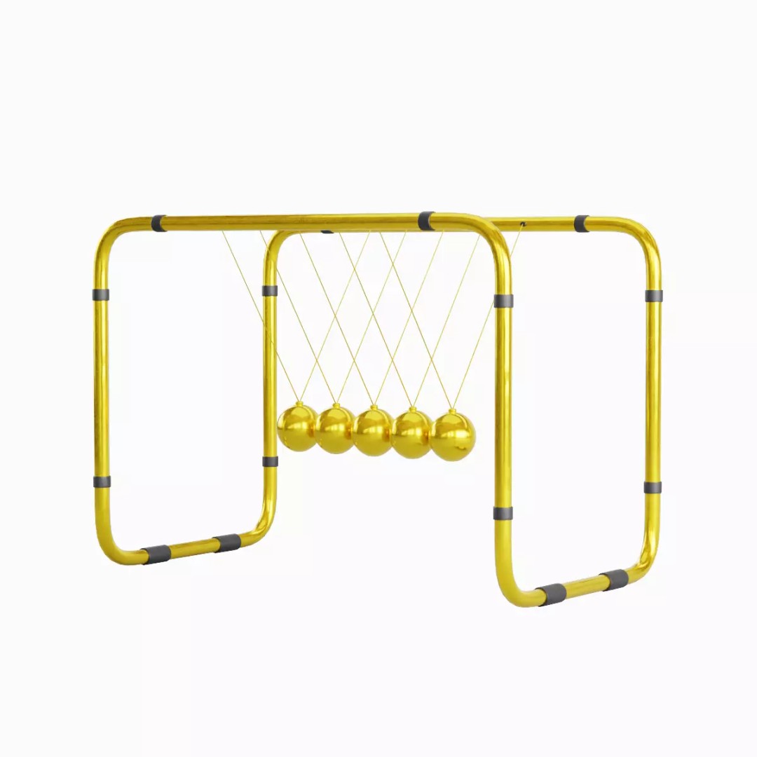 Newton Cradle 3D Model – Low Poly Game-Ready Asset, FBX, OBJ - View 27