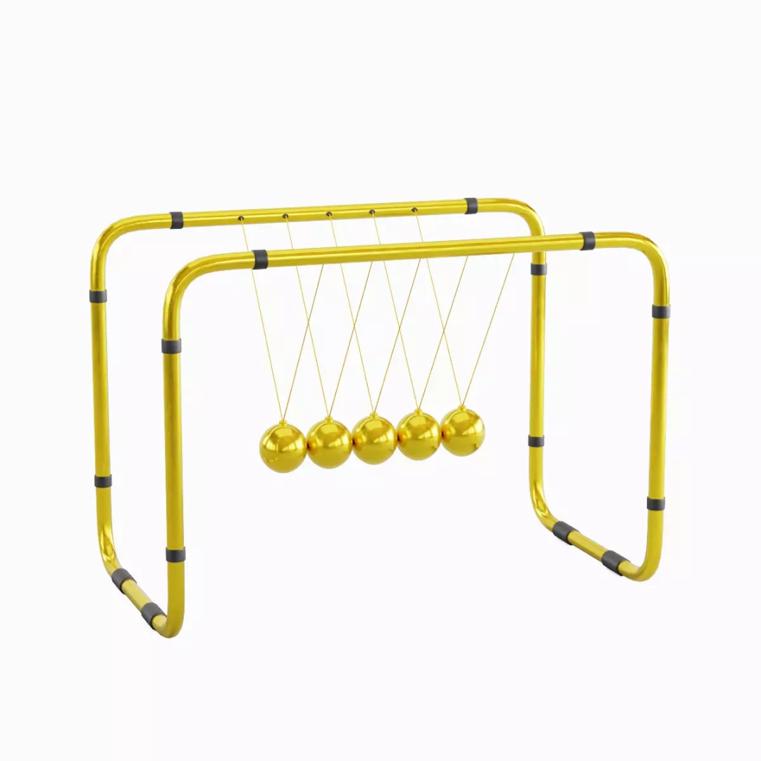 Newton Cradle 3D Model – Low Poly Game-Ready Asset, FBX, OBJ - View 28