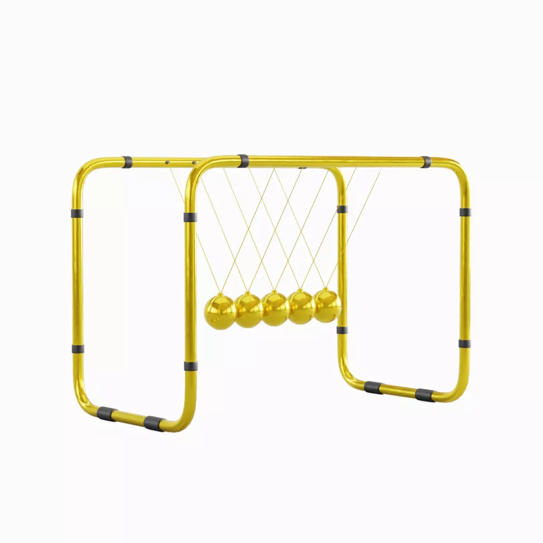 Newton Cradle 3D Model – Low Poly Game-Ready Asset, FBX, OBJ - View 29
