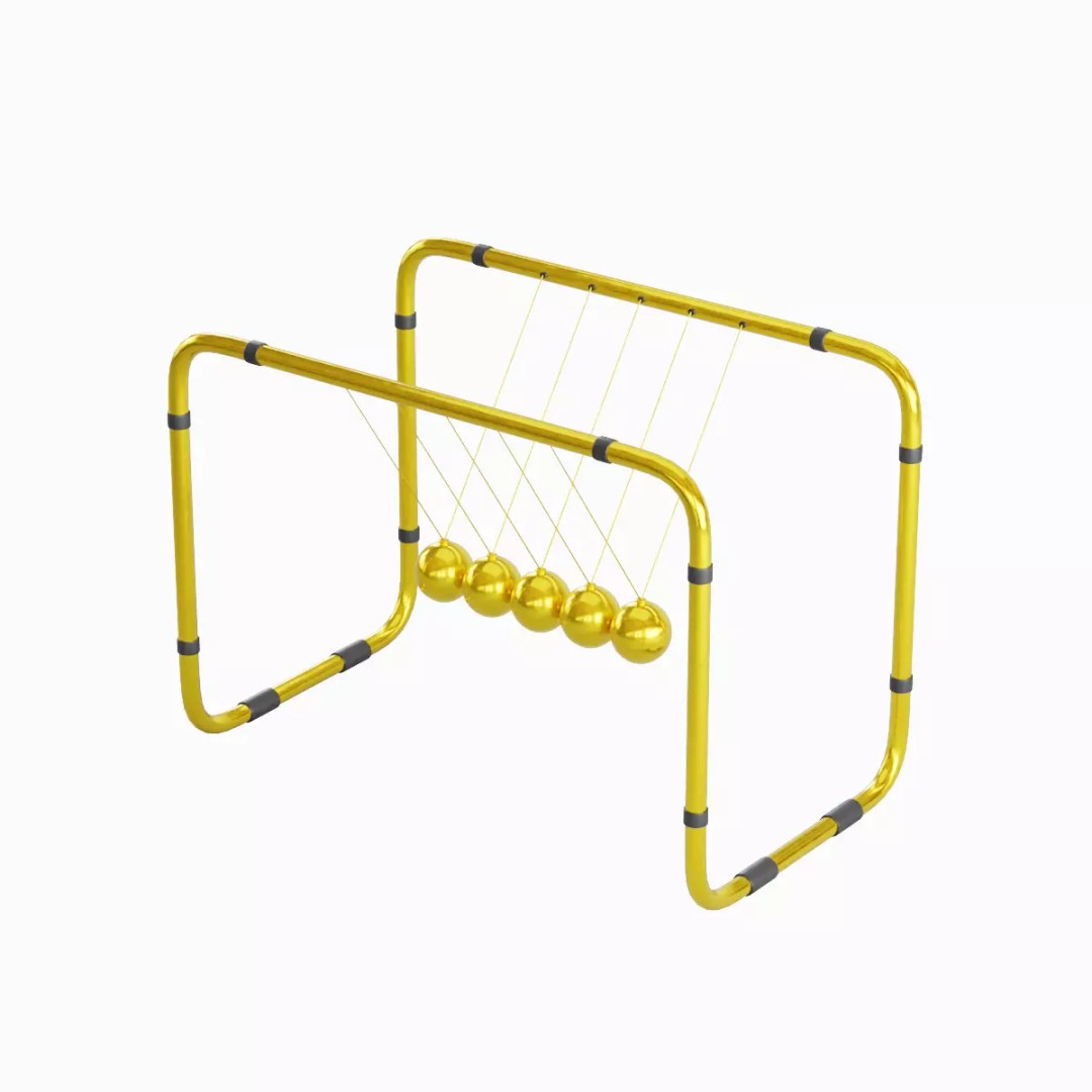 Newton Cradle 3D Model – Low Poly Game-Ready Asset, FBX, OBJ - View 30