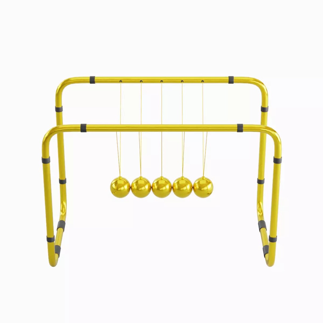 Newton Cradle 3D Model – Low Poly Game-Ready Asset, FBX, OBJ - View 31