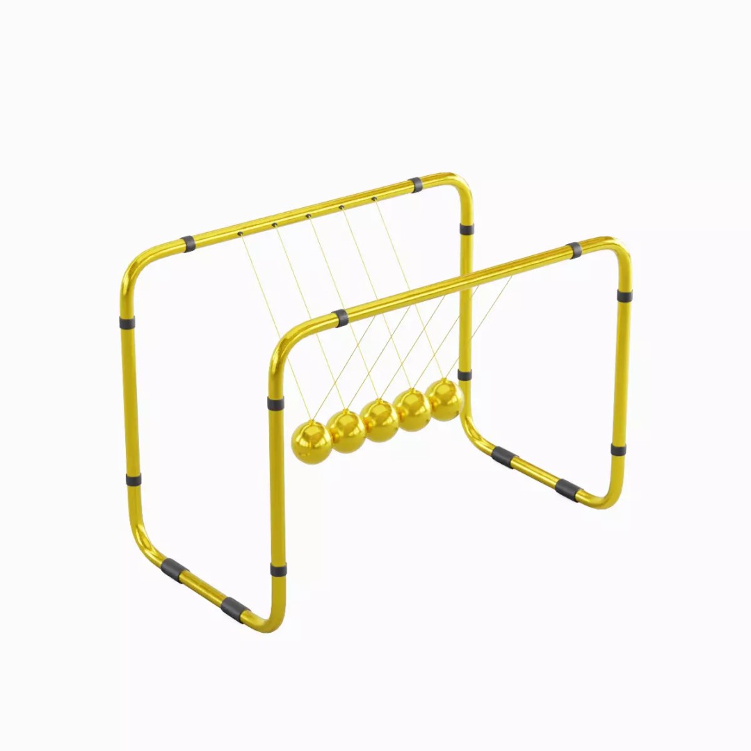 Newton Cradle 3D Model – Low Poly Game-Ready Asset, FBX, OBJ - View 32