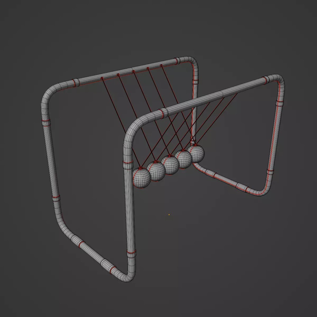 Newton Cradle 3D Model – Low Poly Game-Ready Asset, FBX, OBJ - View 33