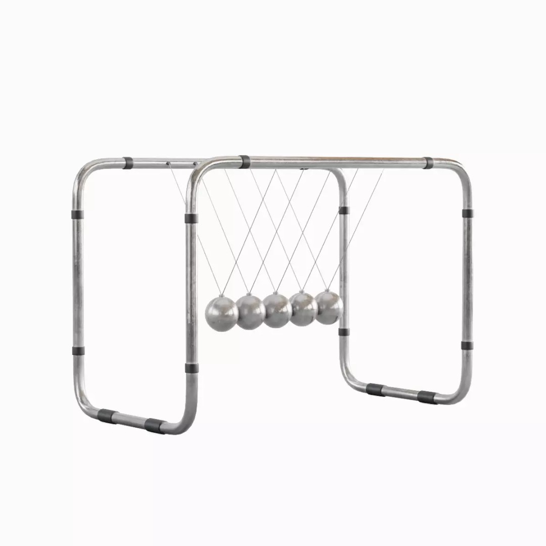 Newton Cradle 3D Model – Low Poly Game-Ready Asset, FBX, OBJ - View 4