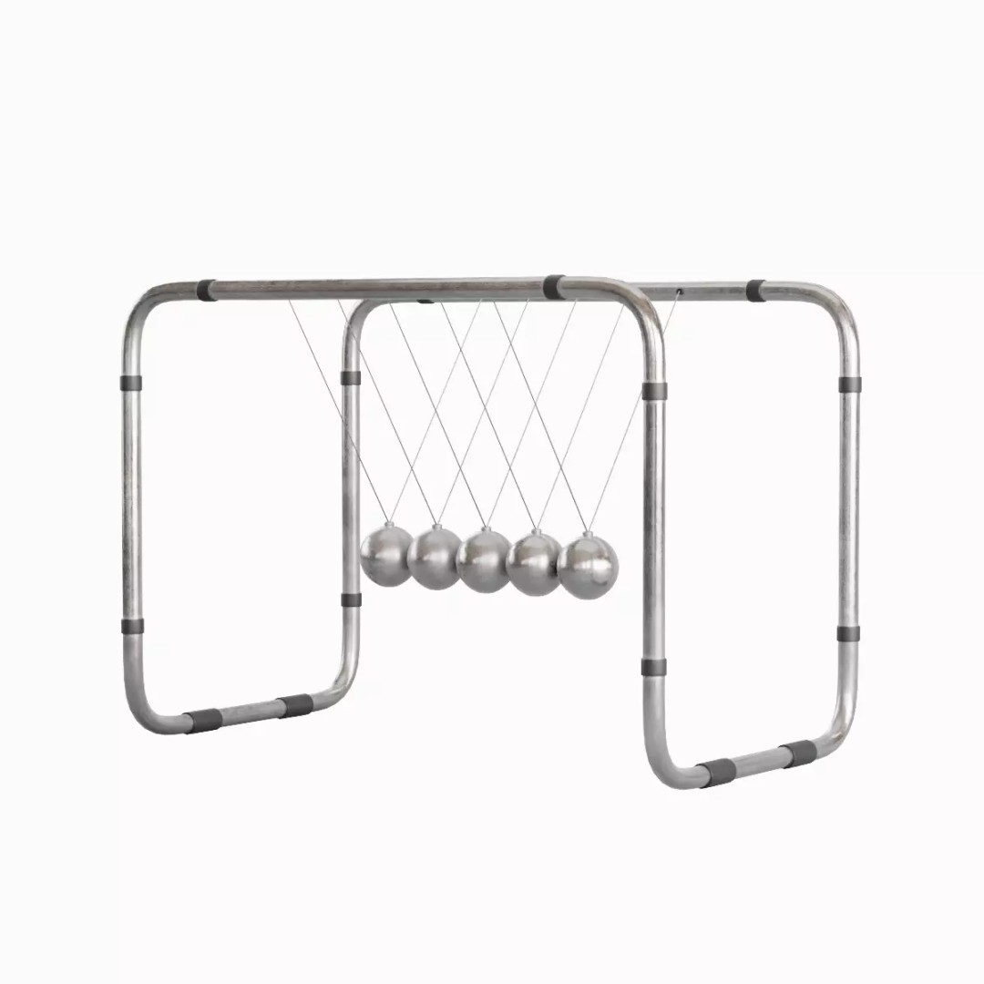 Newton Cradle 3D Model – Low Poly Game-Ready Asset, FBX, OBJ - View 5