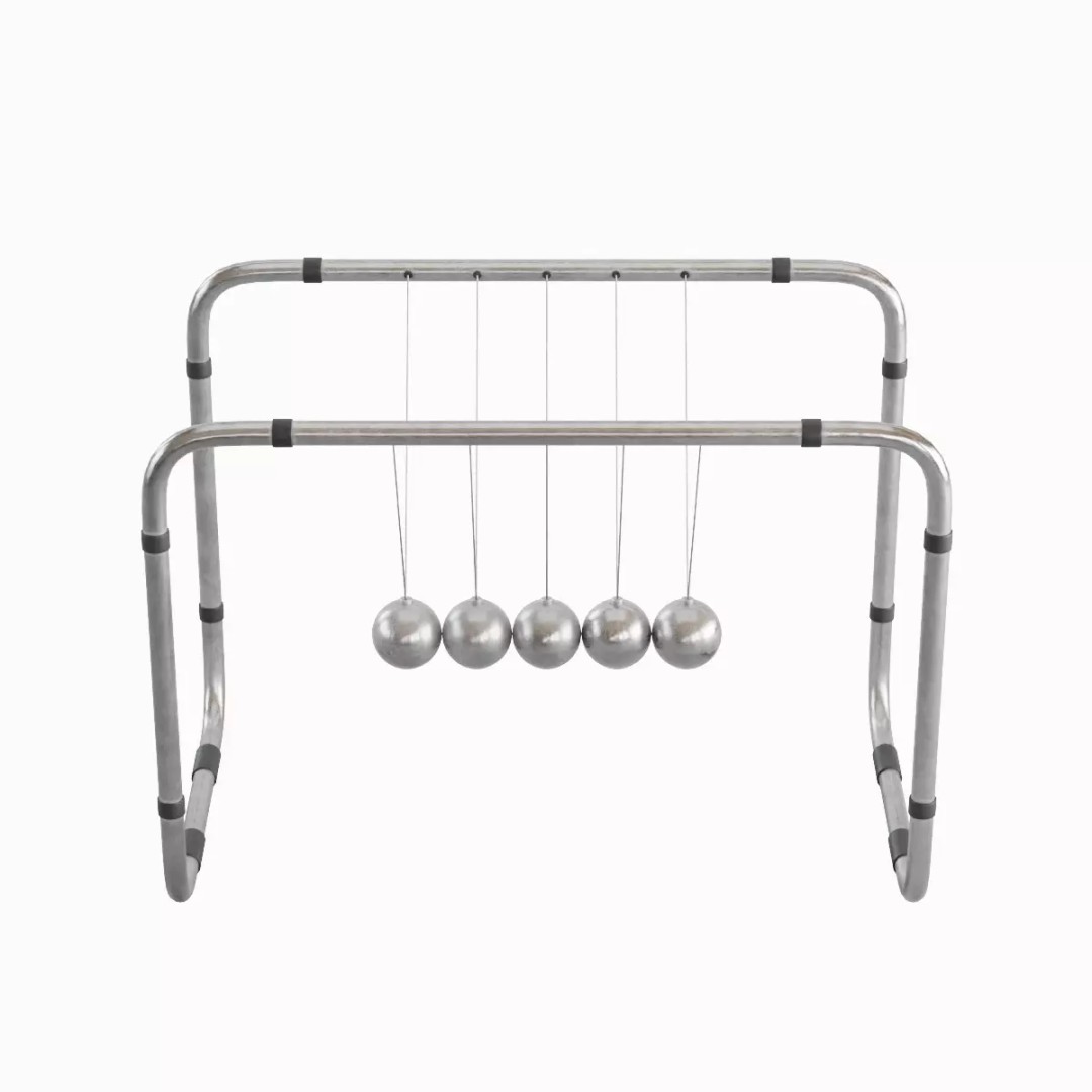 Newton Cradle 3D Model – Low Poly Game-Ready Asset, FBX, OBJ - View 6