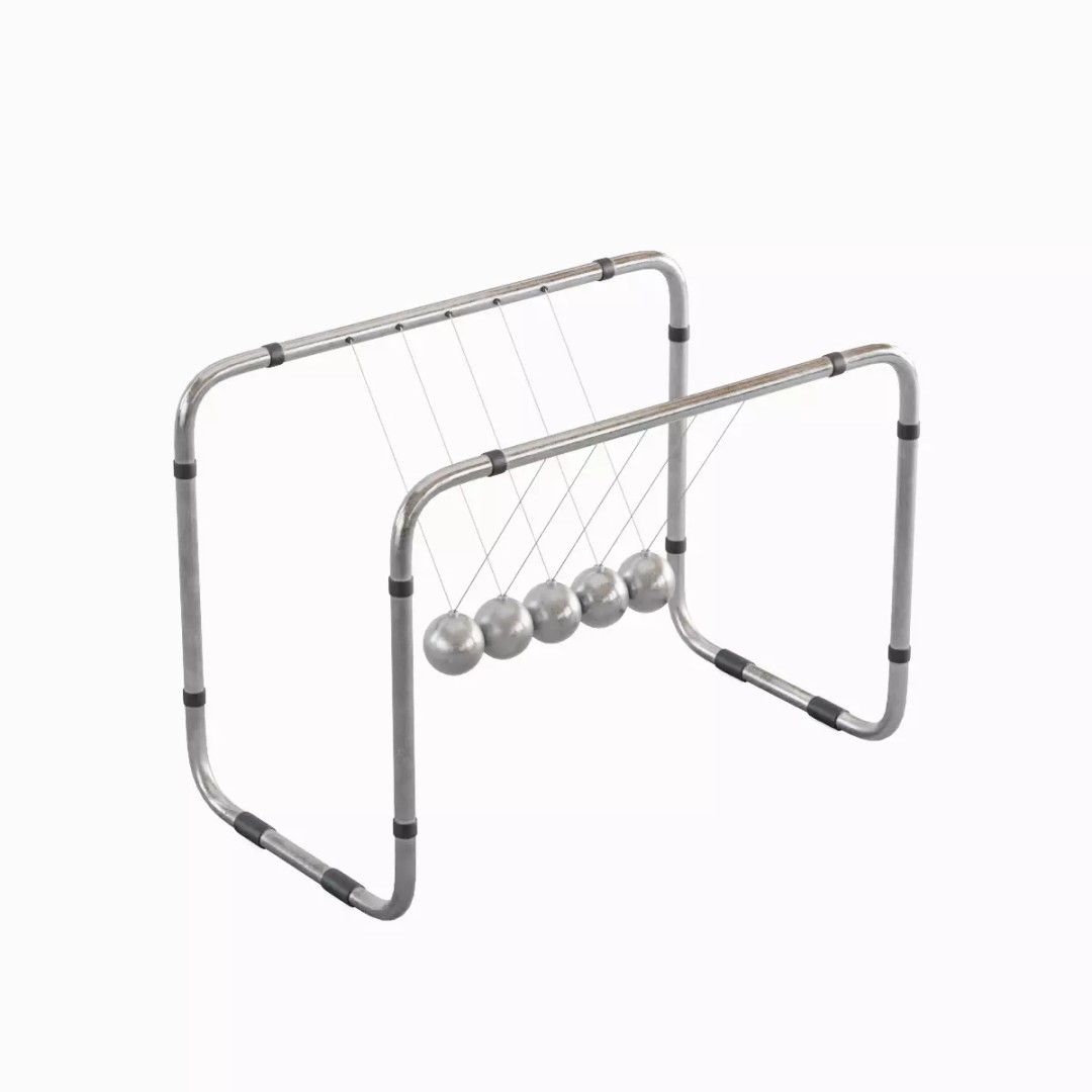 Newton Cradle 3D Model – Low Poly Game-Ready Asset, FBX, OBJ - View 7