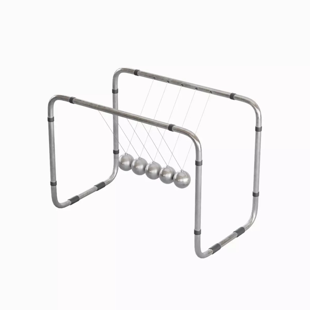 Newton Cradle 3D Model – Low Poly Game-Ready Asset, FBX, OBJ - View 8
