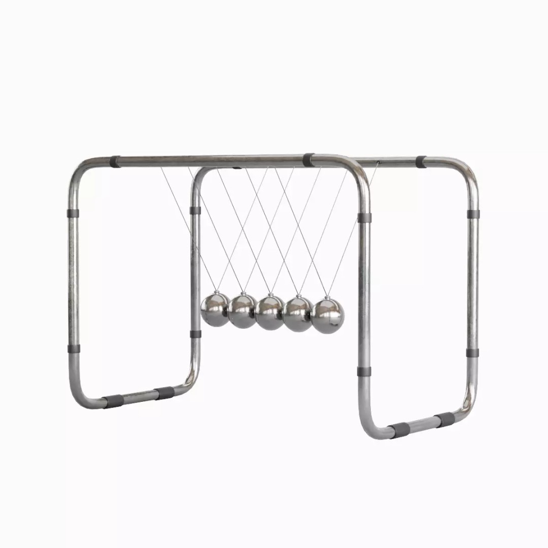 Newton Cradle 3D Model – Low Poly Game-Ready Asset, FBX, OBJ - View 9