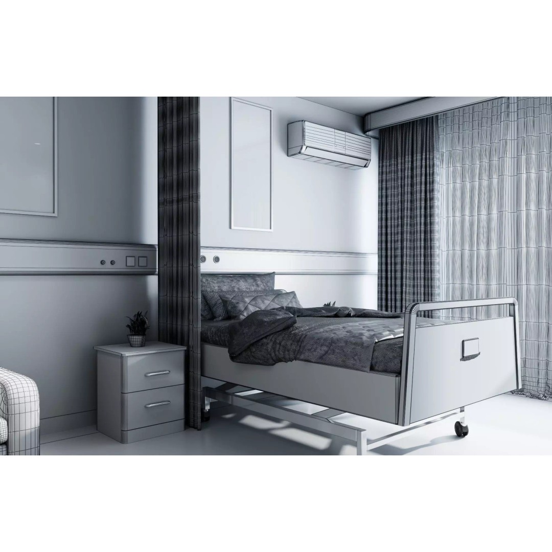 Hospital Room 3D Model – Low Poly Interior for Healthcare Visualizations - View 10