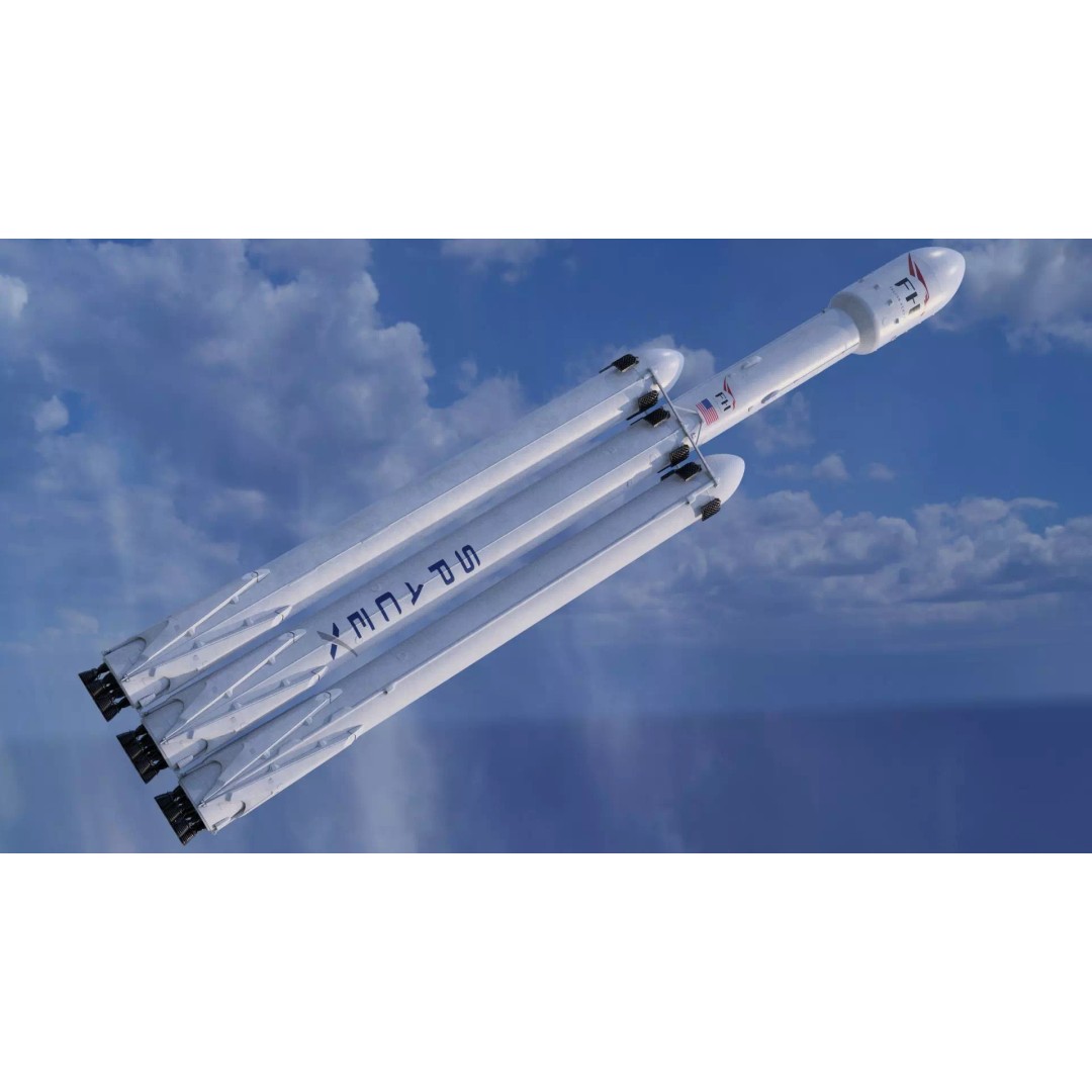 SpaceX Falcon Heavy Rocket 3D Model – High Quality PBR Asset, FBX - View 2