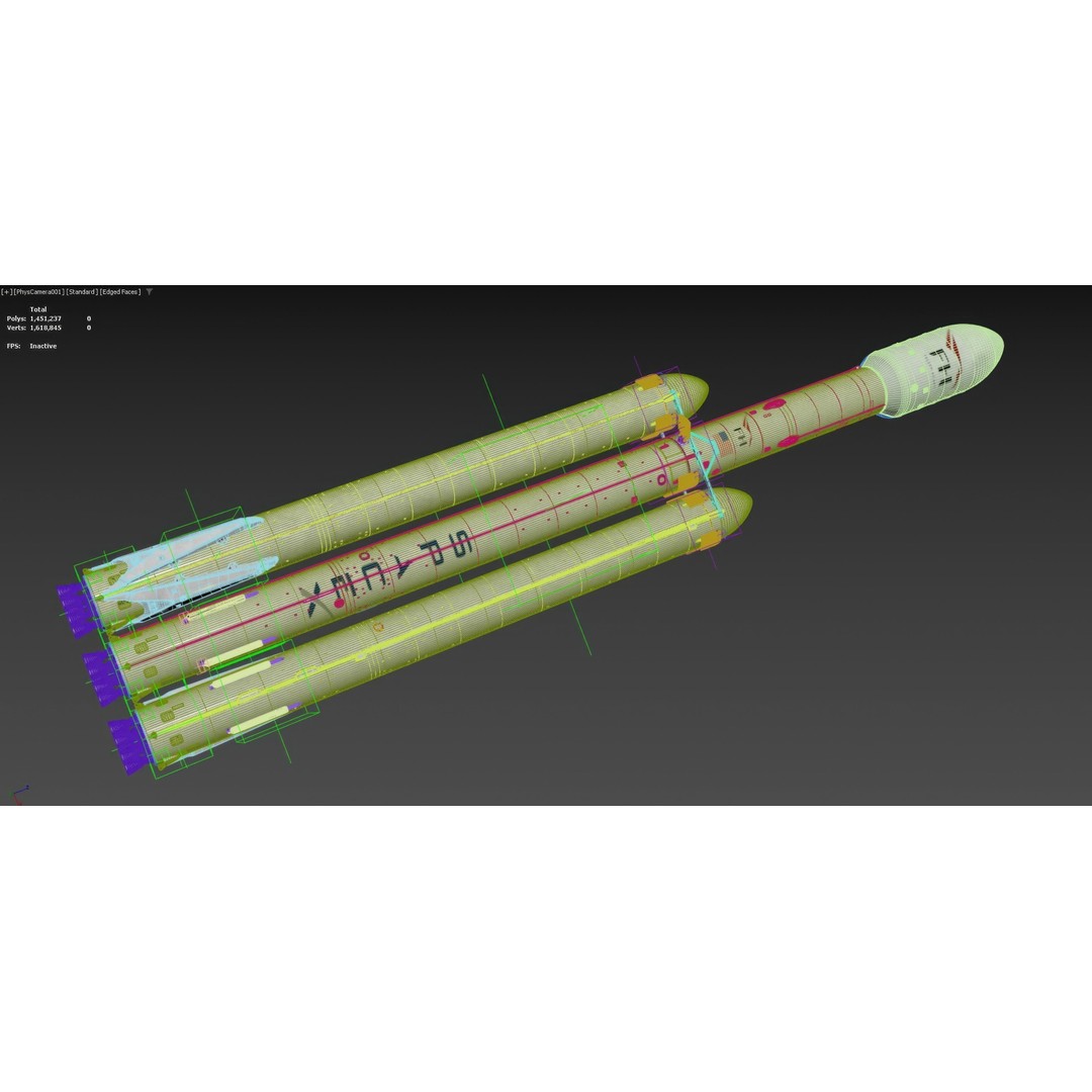 SpaceX Falcon Heavy Rocket 3D Model – High Quality PBR Asset, FBX - View 24