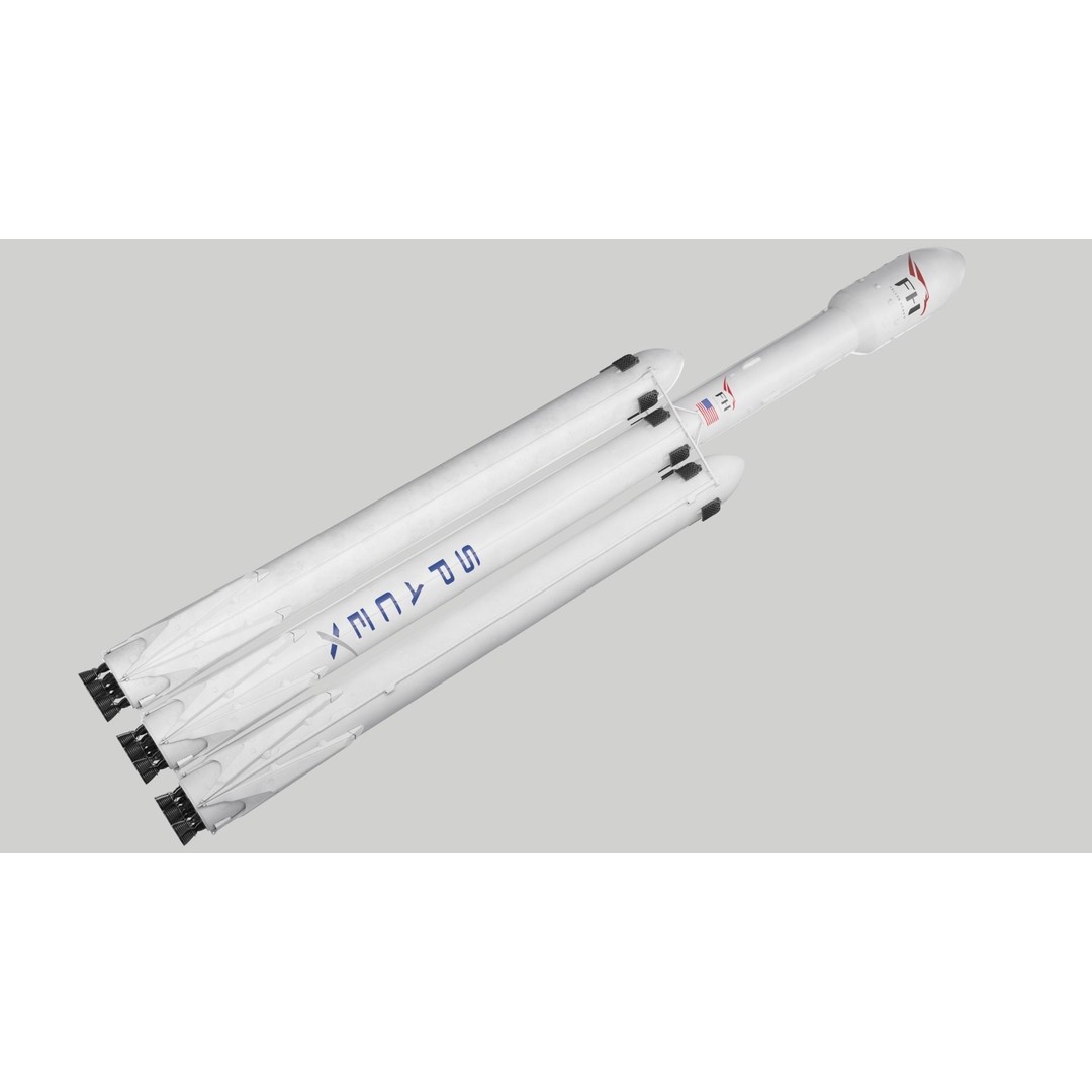 SpaceX Falcon Heavy Rocket 3D Model – High Quality PBR Asset, FBX - View 3