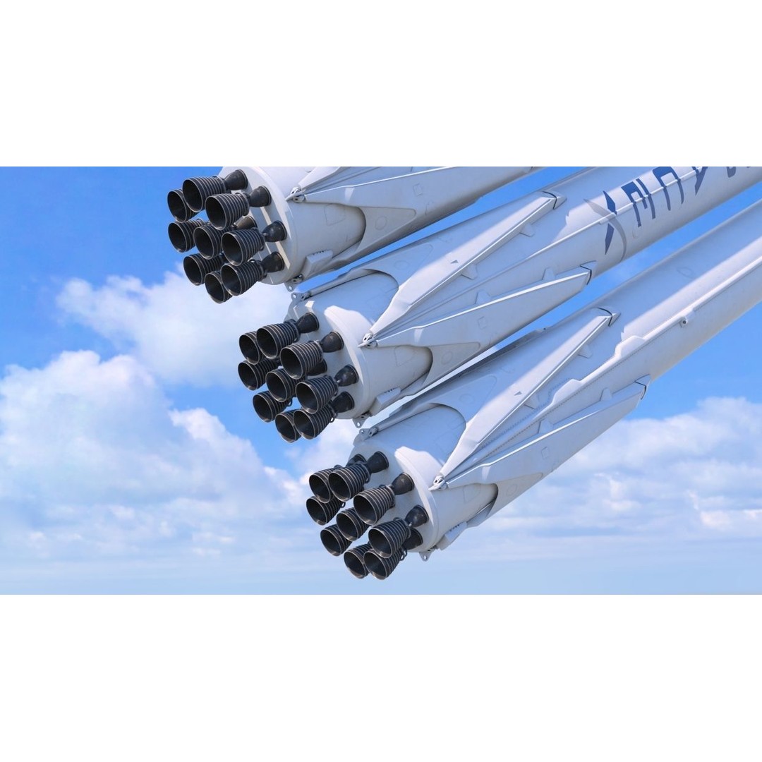 SpaceX Falcon Heavy Rocket 3D Model – High Quality PBR Asset, FBX - View 4