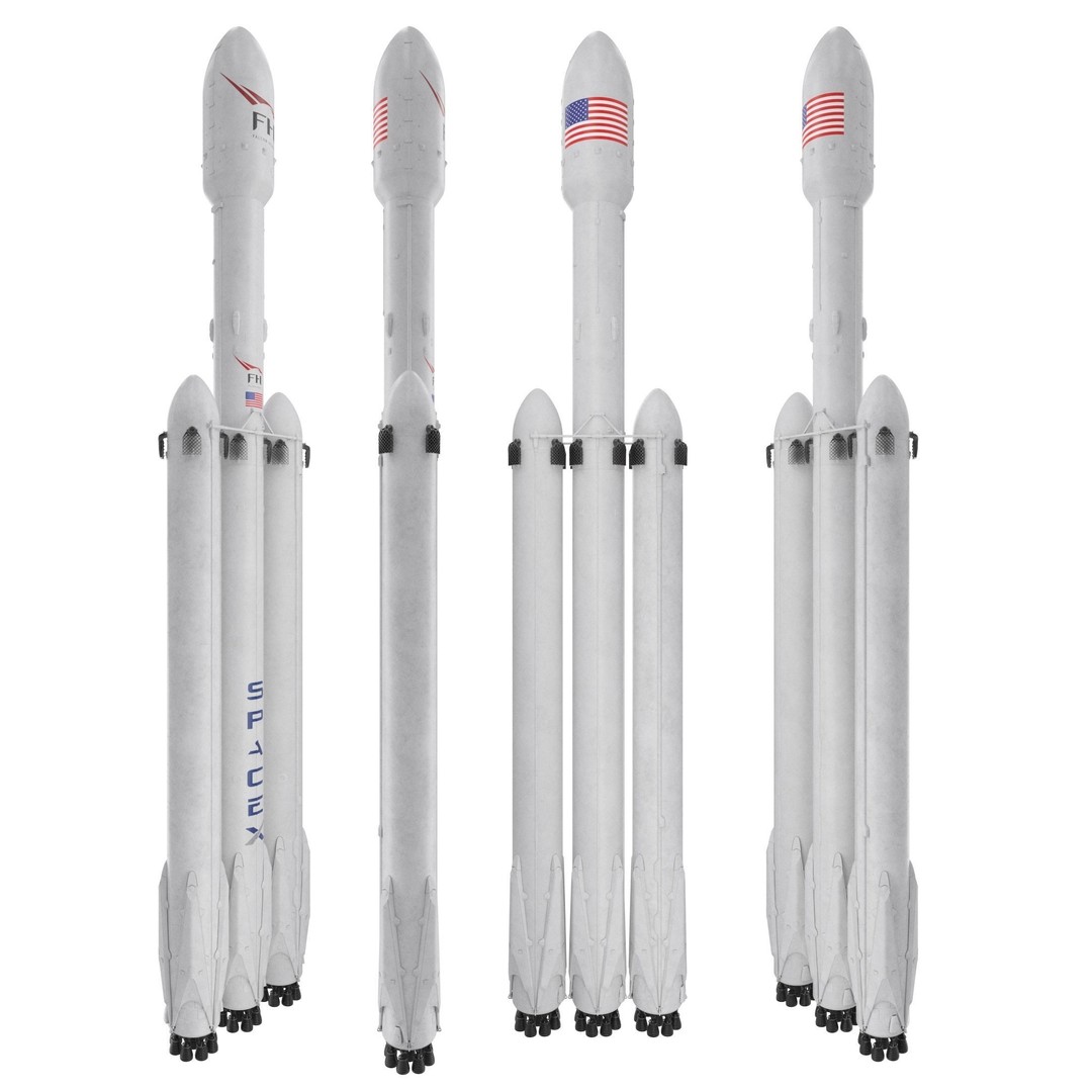 SpaceX Falcon Heavy Rocket 3D Model – High Quality PBR Asset, FBX - View 6