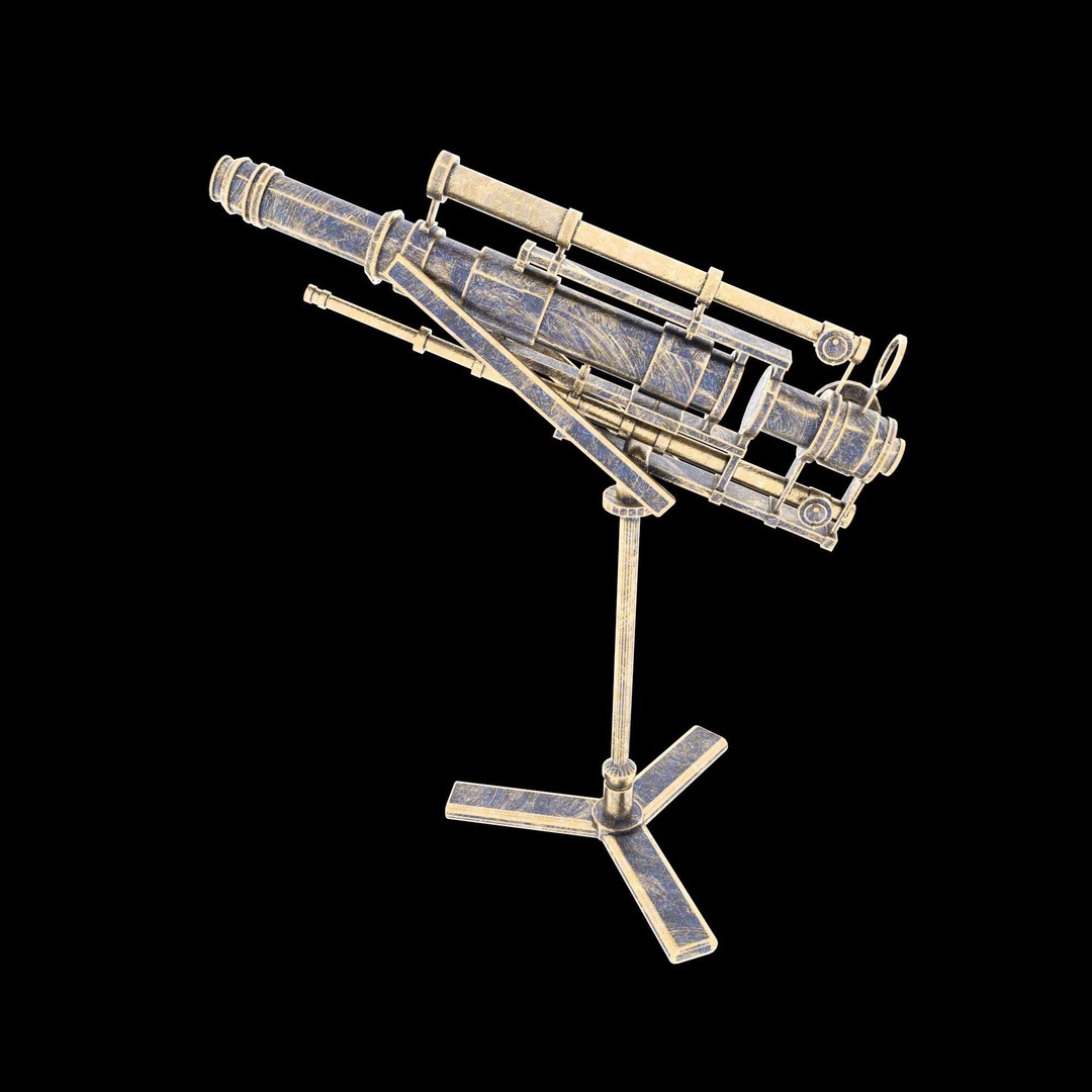 Telescope Brass 3D Model – PBR Textures, Game-Ready, FBX, Blender - View 3