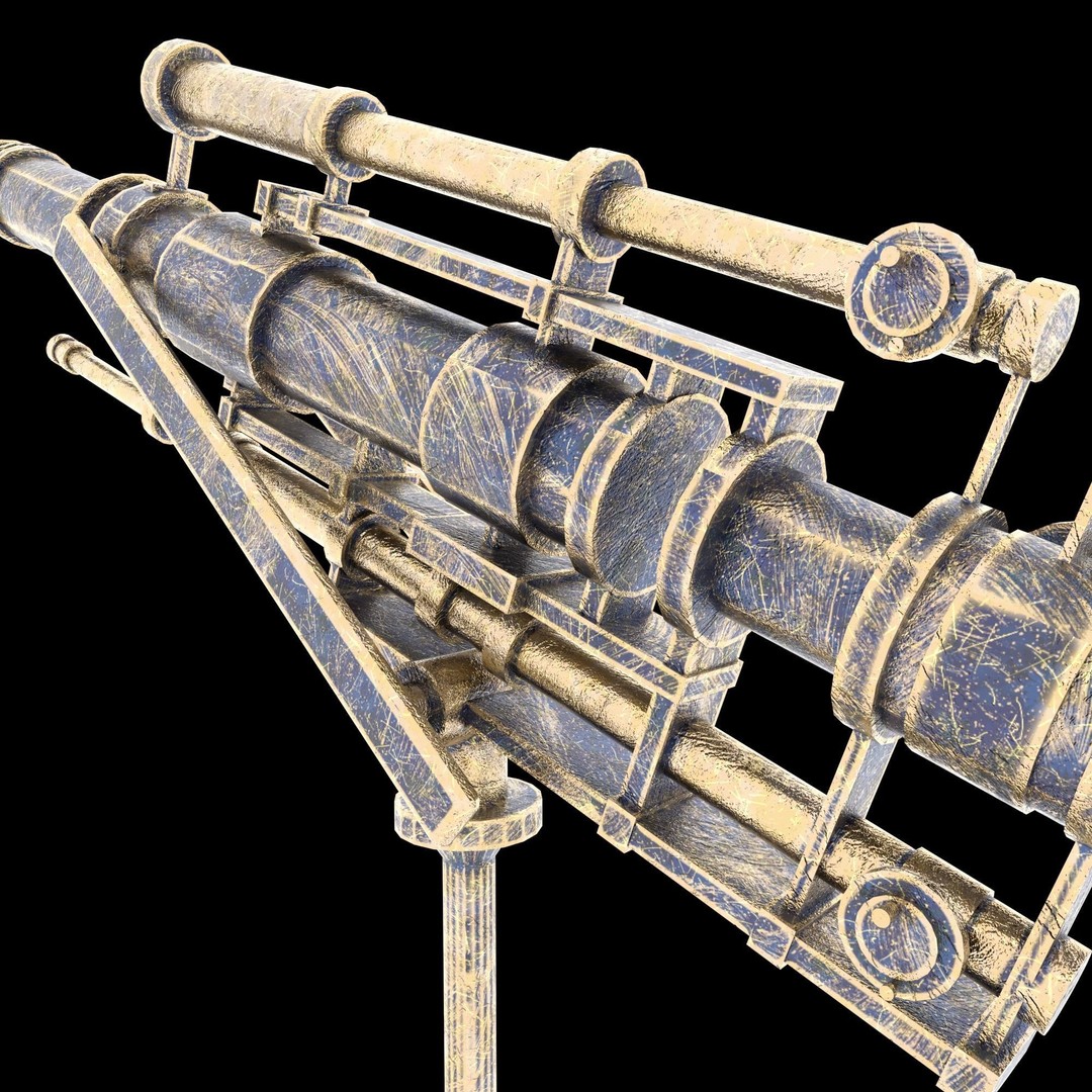 Telescope Brass 3D Model – PBR Textures, Game-Ready, FBX, Blender - View 5