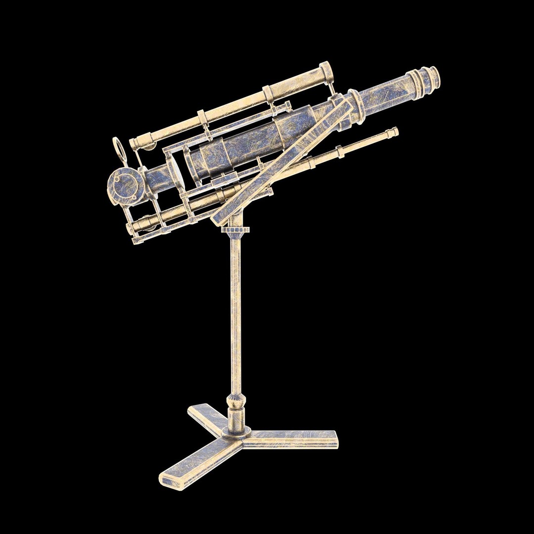 Telescope Brass 3D Model – PBR Textures, Game-Ready, FBX, Blender - View 9