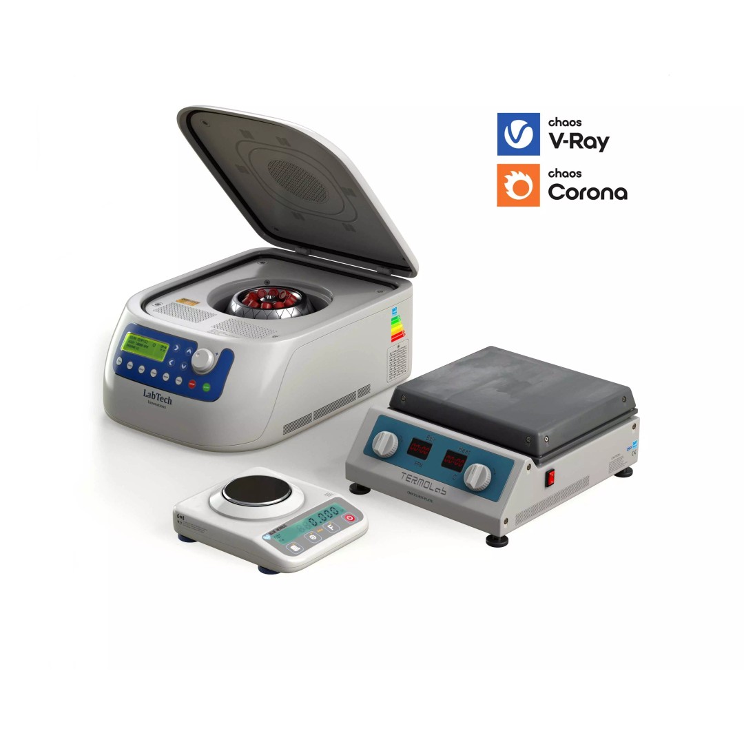 Laboratory Equipment 3D Model – Low Poly PBR Medical Assets, FBX, OBJ - View 2