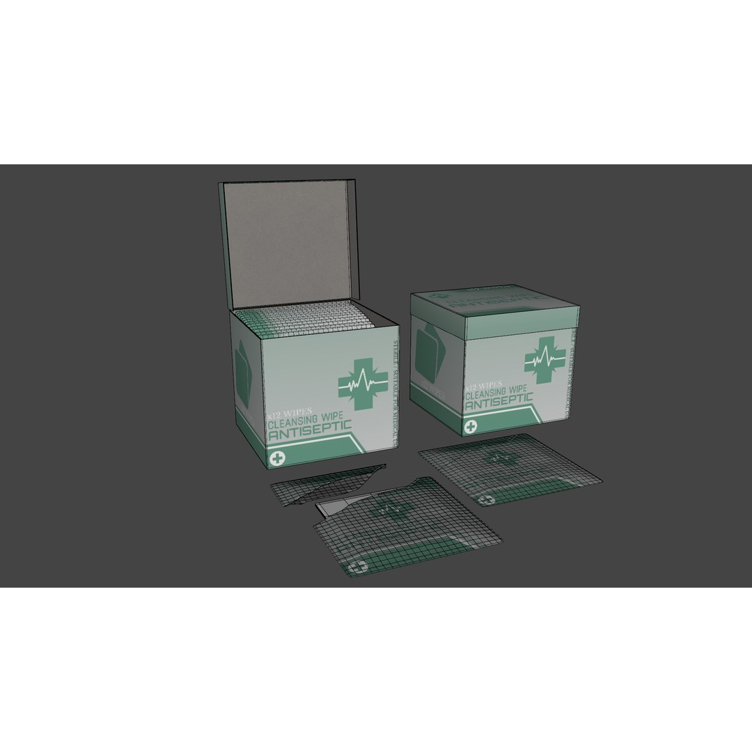 Antiseptic Wipe Box 3D Model – Low Poly Medical Asset, FBX - View 10