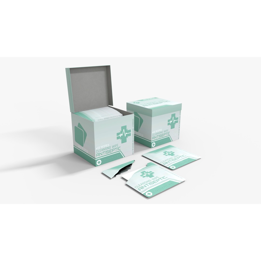 Antiseptic Wipe Box 3D Model – Low Poly Medical Asset, FBX - View 3