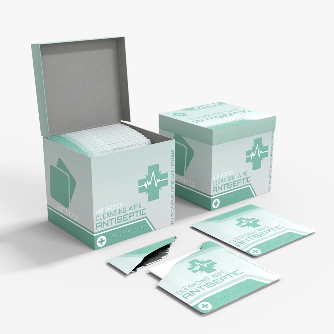 Antiseptic Wipe Box 3D Model – Low Poly Medical Asset, FBX - View 8