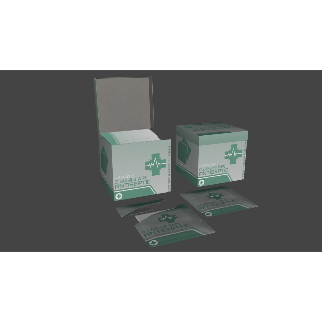 Antiseptic Wipe Box 3D Model – Low Poly Medical Asset, FBX - View 9