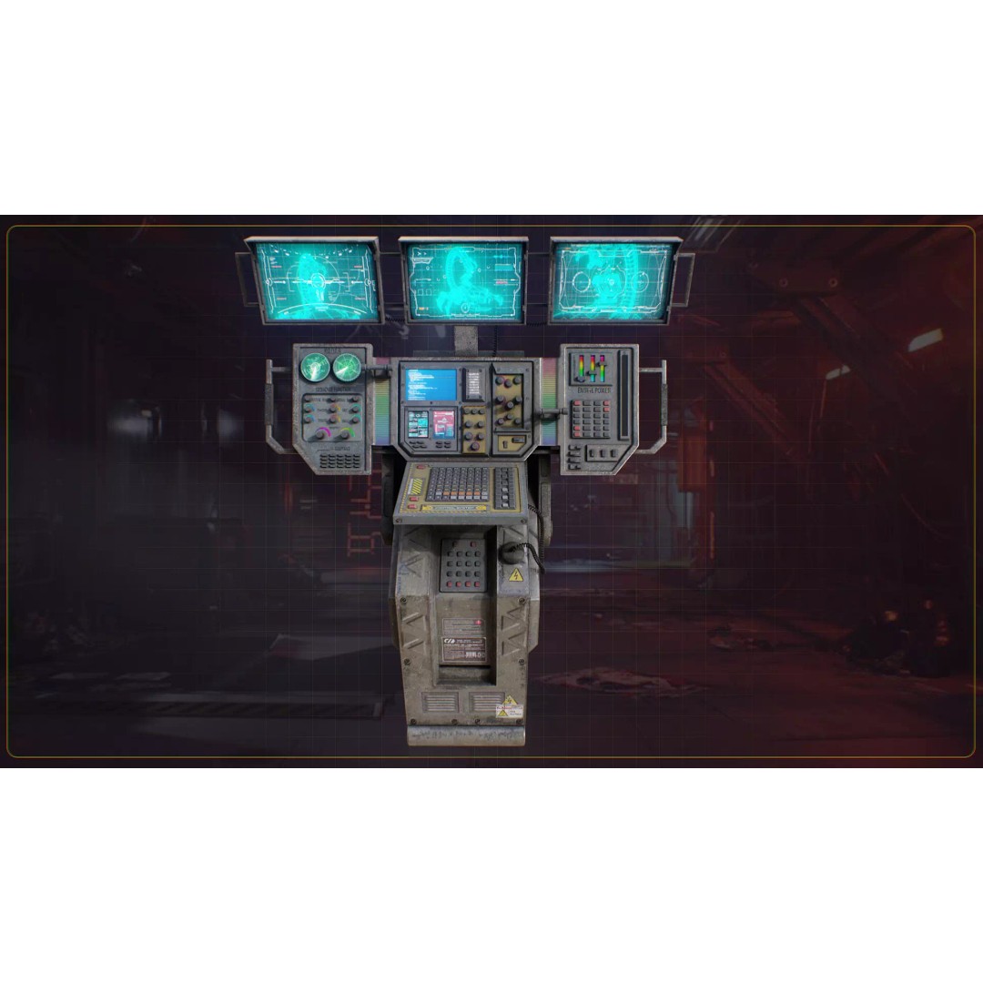 Scifi Industrial Computer 3D Model – Low Poly Game Asset, FBX, PBR - View 11