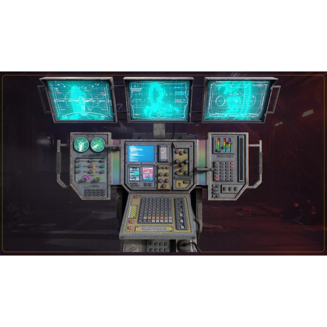 Scifi Industrial Computer 3D Model – Low Poly Game Asset, FBX, PBR - View 12