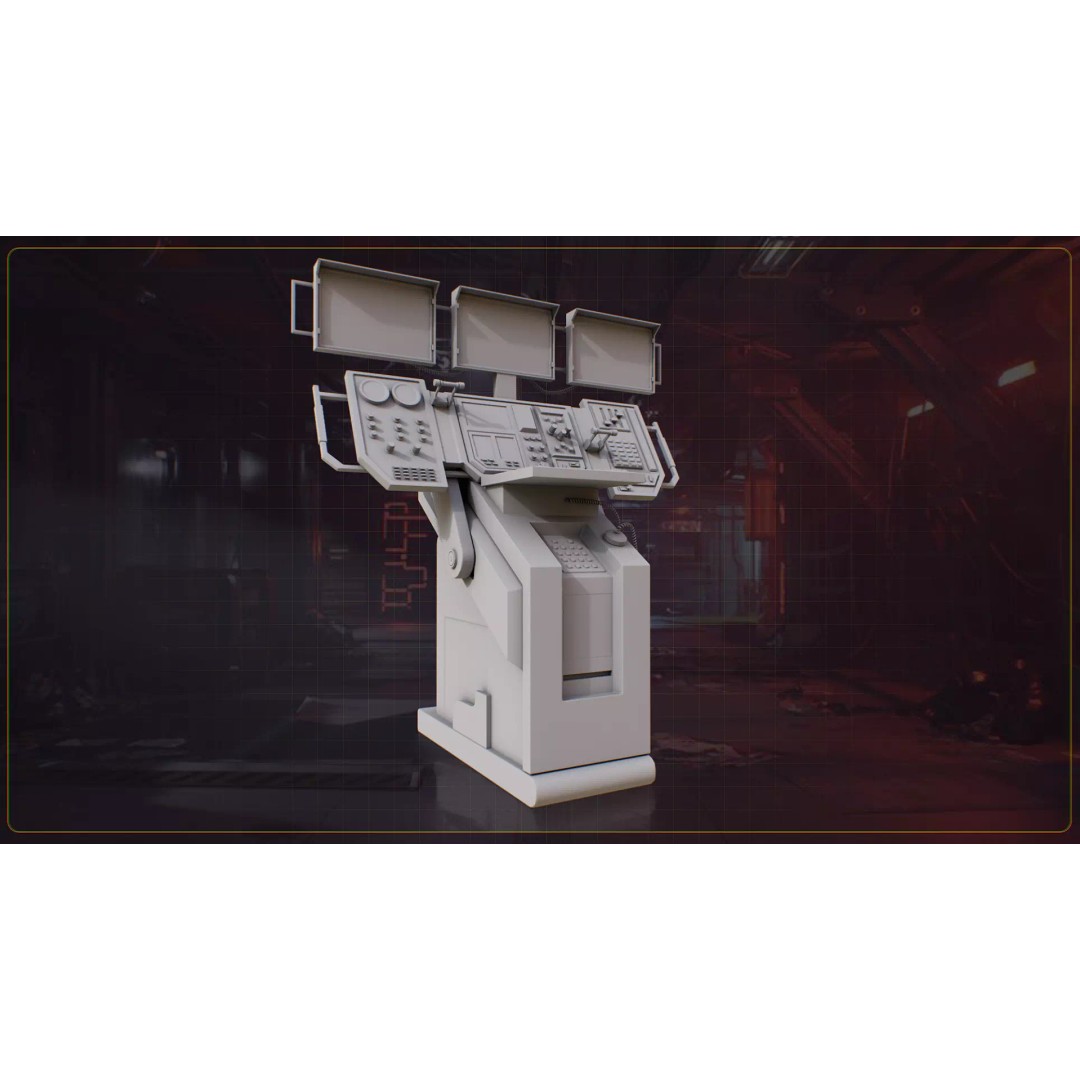 Scifi Industrial Computer 3D Model – Low Poly Game Asset, FBX, PBR - View 14